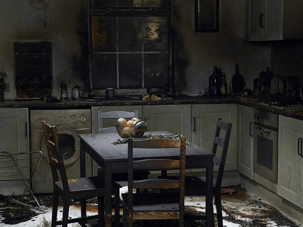 Fire-damaged Auckland property before restoration